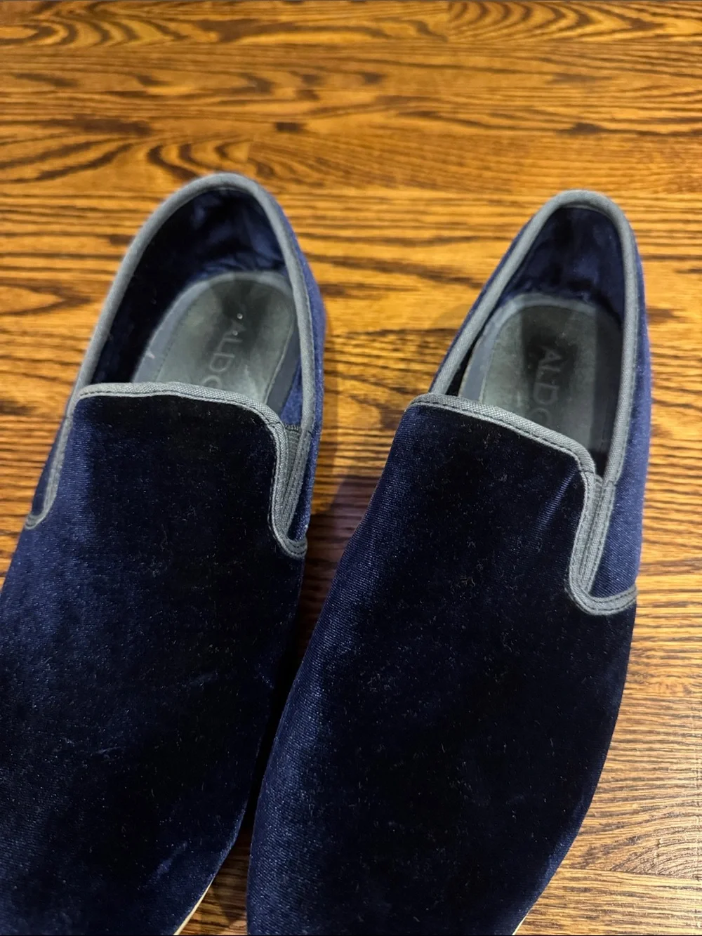 Aldo navy velour slip on flats. Size 12.